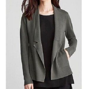 Eileen Fisher Silk Organic Cotton Cardigan Sz S Olive Oversized Academia Work